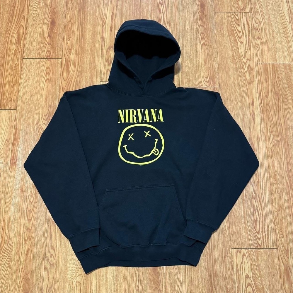 Nirvana Men's Hoodie Vintage 2003 Nevermind Black Grunge Y2K Size Large